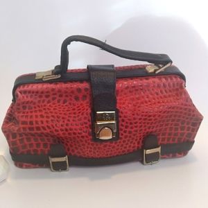 PACO faux Red Snake Skin tote